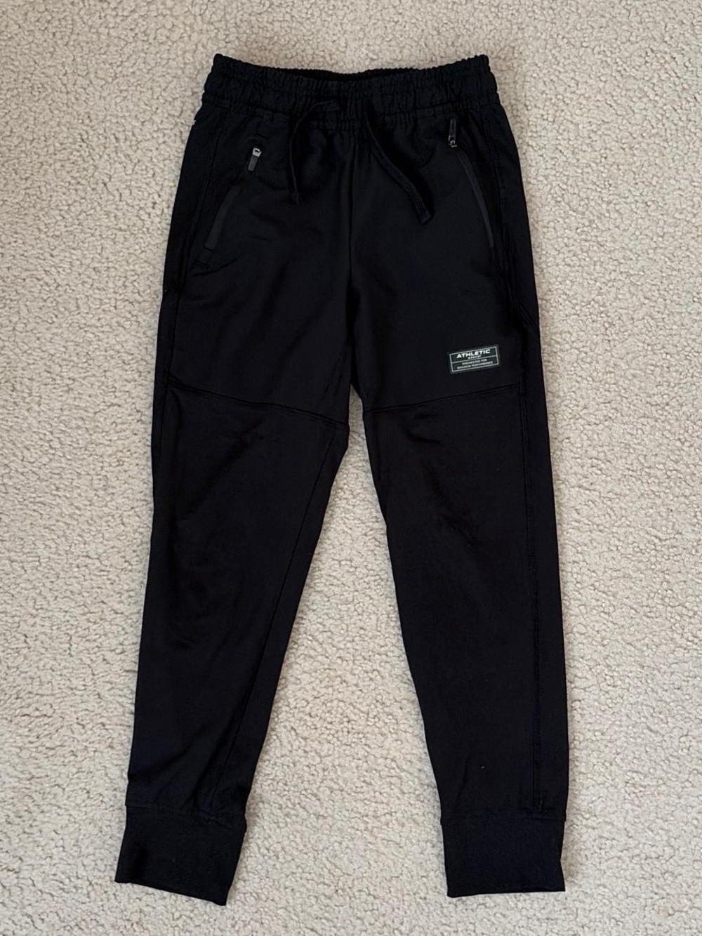ATHLETIC WORKS KIDS BOYS BLACK JOGGER PANTS
